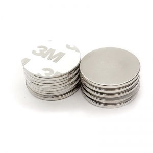 Strong Thin Neodymium Magnets 25x2mm Round Adhesive Backing